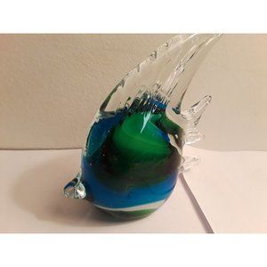 Glass Fish Multicolored Blue/Green Decoration